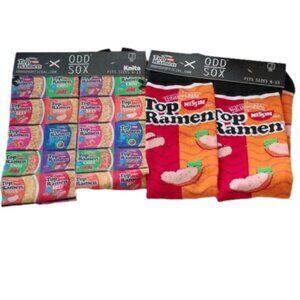 Odd Sox Nissin Top Ramen Crew Socks Fits Sizes 6-13, 2 different designs